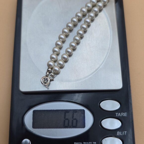 6 Inch Sterling Silver Faux Pearl Heart Charm Small Bracelet A5701 - Picture 6 of 6